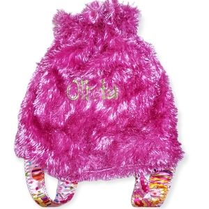 Olivia Freckles & Maya Girls Fuzzy Backpack Bag in Cotton Candy Pink